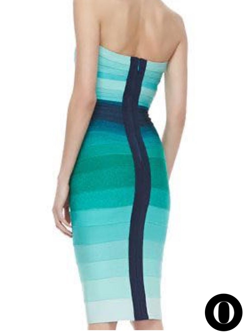 Hervé Léger Izzie Green Opal Combo Strapless Ombre Bandage Dress Size XS - Picture 5 of 13